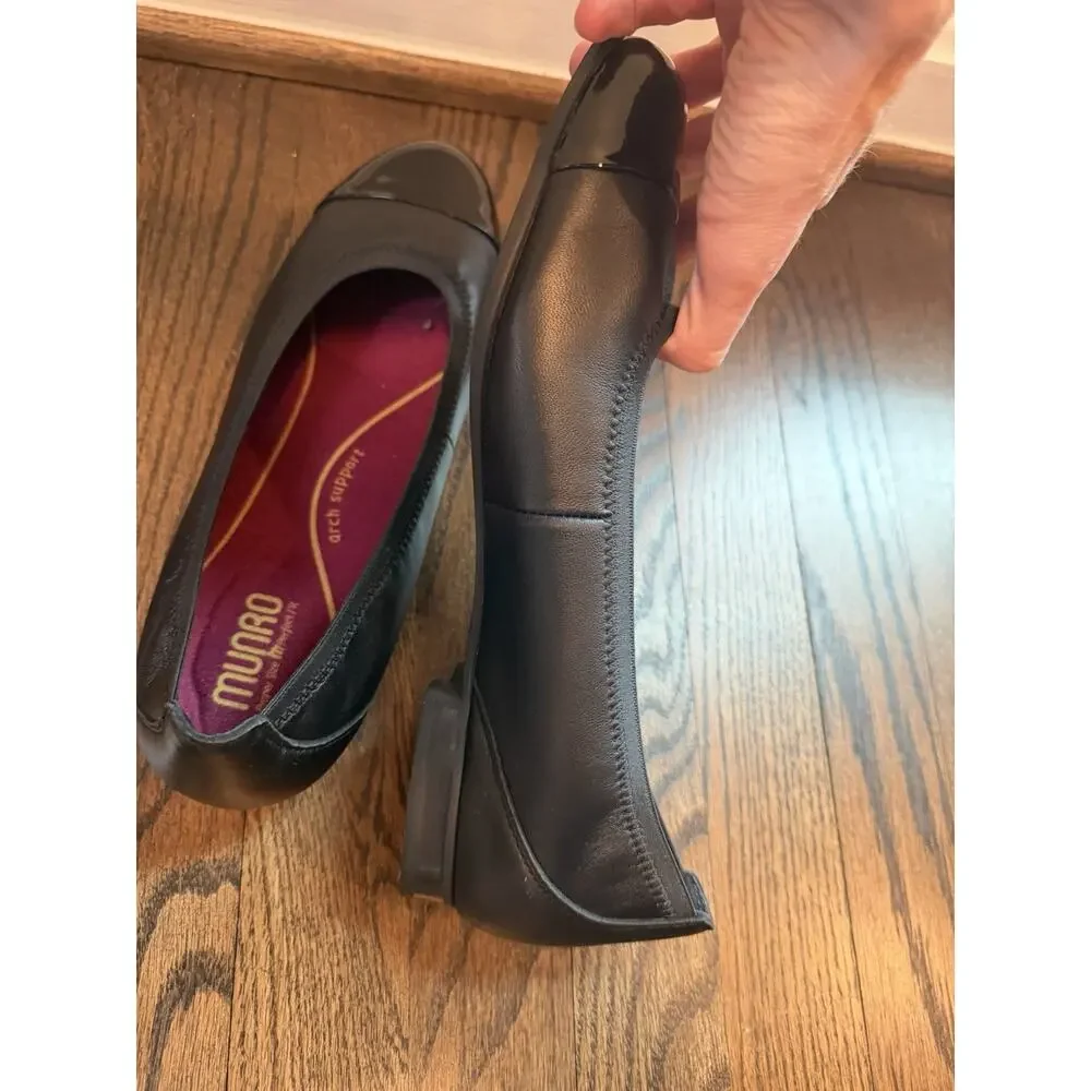 Munro Mila Ballet Flats Black Leather Women's Sz 11M NEW $215